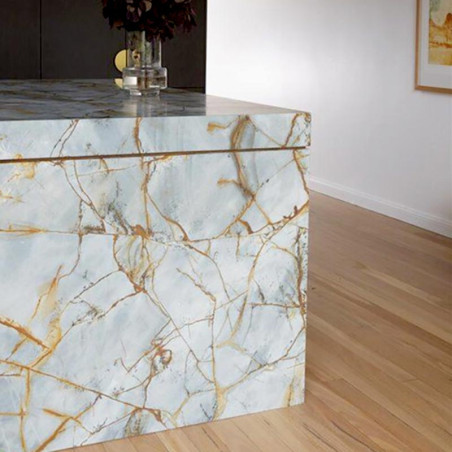 Plan de travail cuisine sur-mesure en Quartzite Texta® Blue Roma