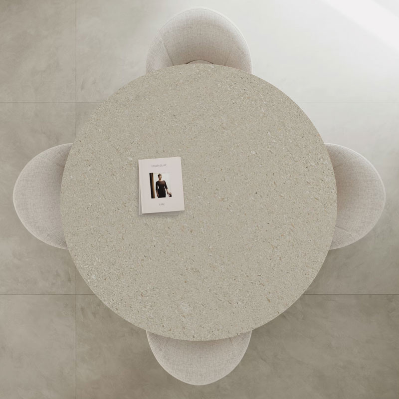 Plateau de table ronde sur mesure en céramique Dekton Vk02 Avorio