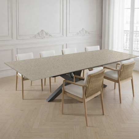 Table design sur-mesure en céramique Dekton VK02 Avorio