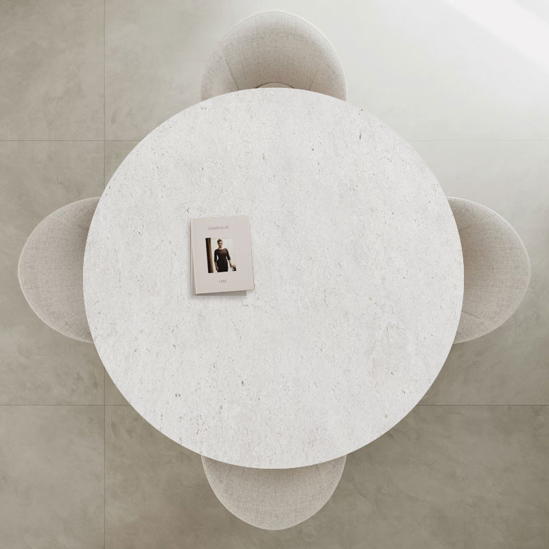 Plateau de table ronde sur mesure en céramique Dekton Polar