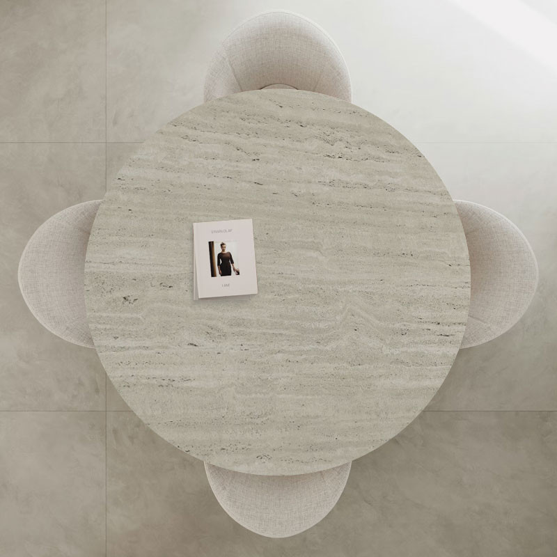 Plateau de table ronde sur mesure en céramique Dekton nebu