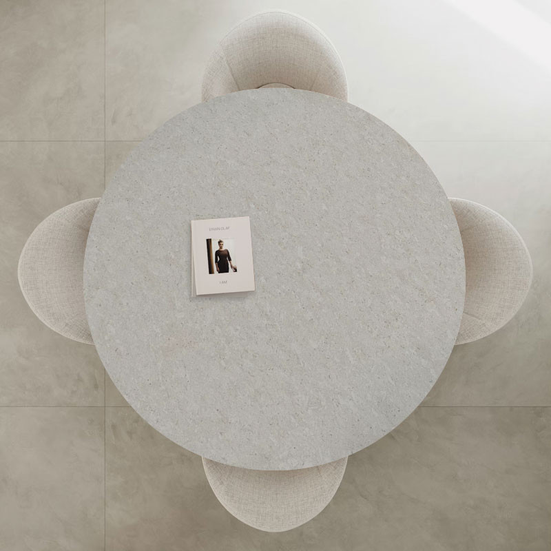 Table design ronde sur mesure en céramique Dekton Nebbia