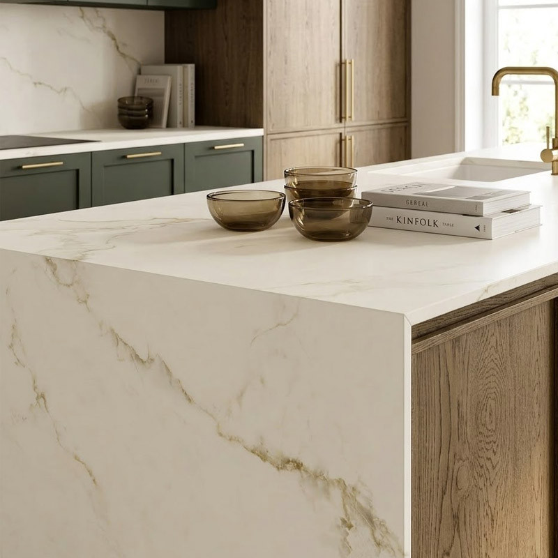 Ilot centrale de cuisine en céramique dekton Keena