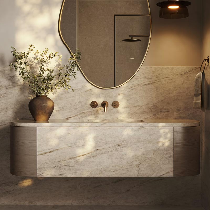 Plan vasque salle de bain sur mesure en Eclos® Tajnar