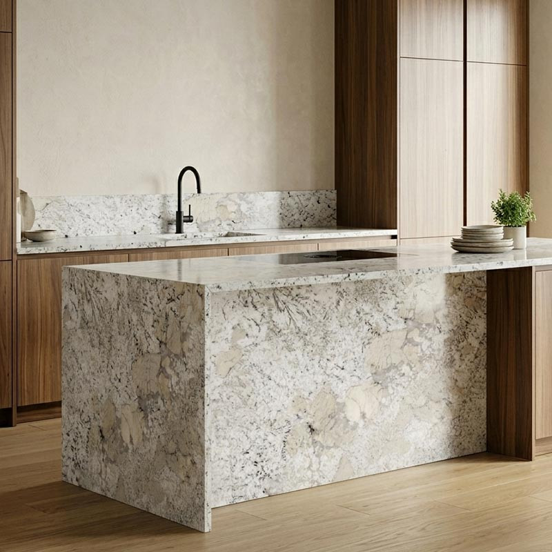 Plan de travail en granit sur-mesure Fantastic white polie
