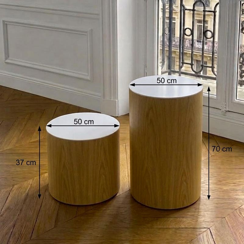 Dimensions Pieds de table en bois rond en chêne huilé lisse