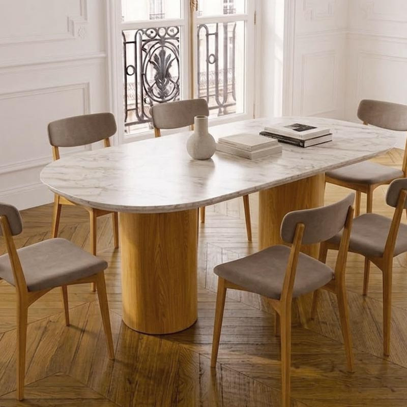 Mise en situation pieds table chêne naturel