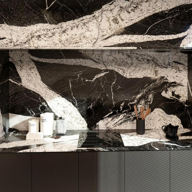 Détails cuisine sur-mesure en granit sur-mesure Sensa Maori