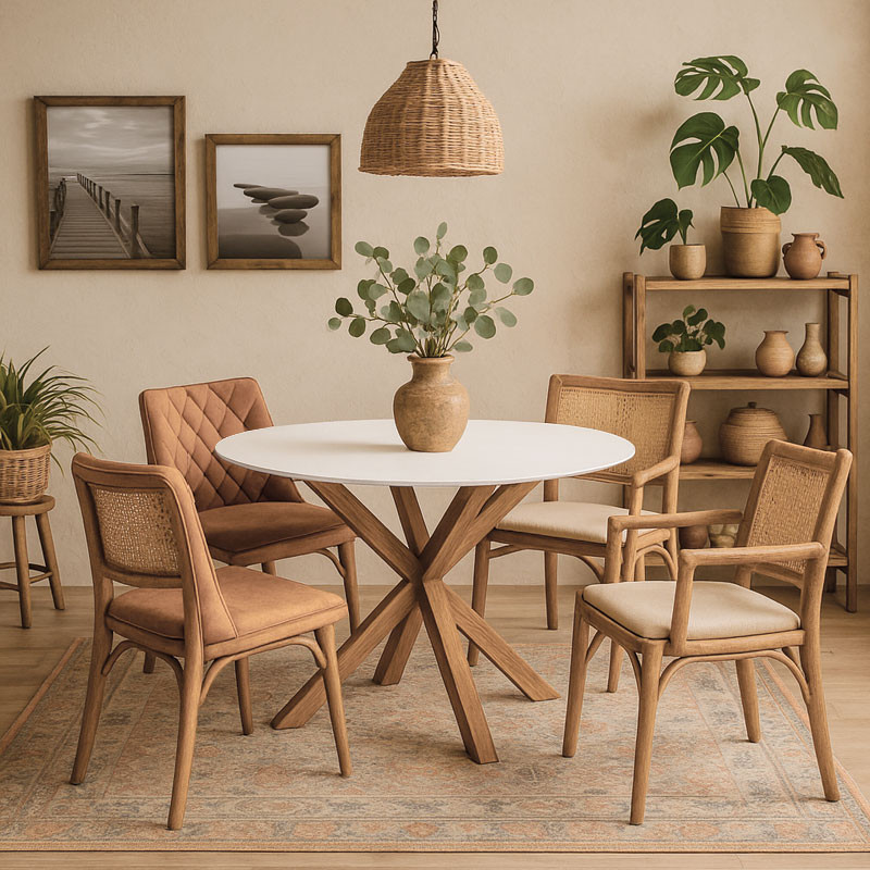 Plateau table ronde moderne en compact stratifié bianco total