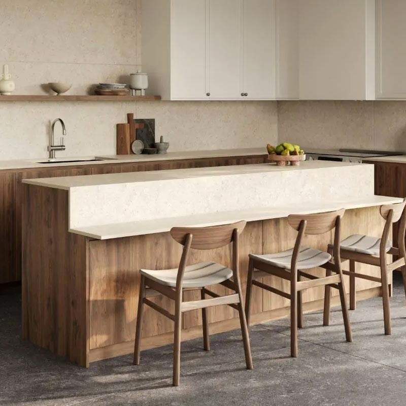 Ilot central cuisine sur mesure en dekton nebbia